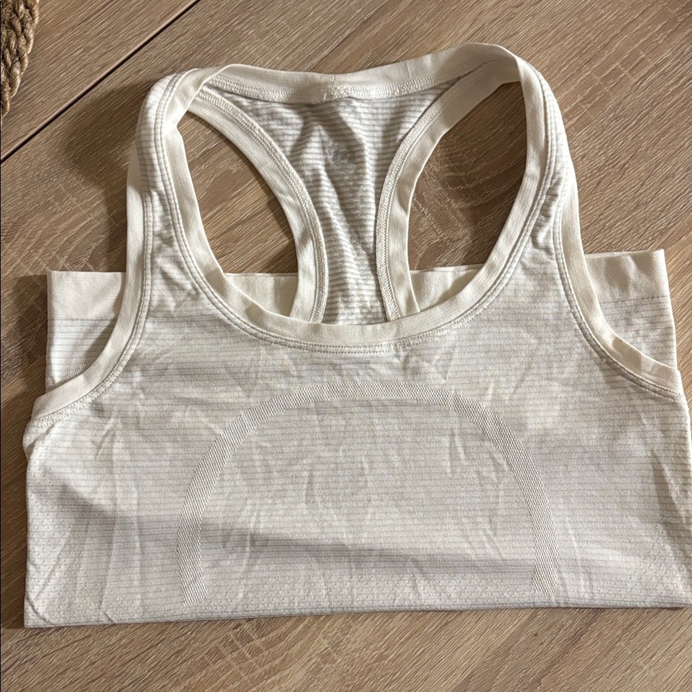 lululemon athletica White Striped Tank Top